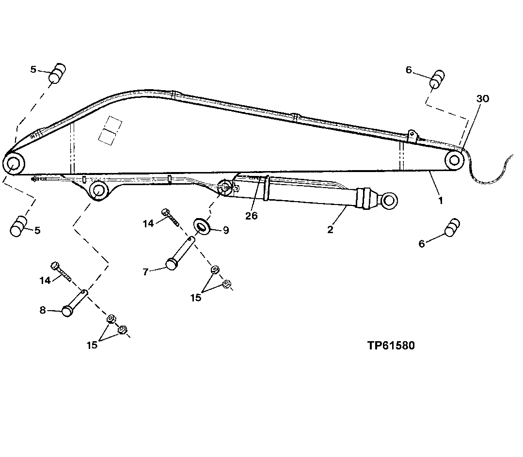 Схема запчастей John Deere 200LC, 330LC, 370 - 115 - HEELER ARM 3340 BACKHOE AND EXCAVATOR FRAMES
