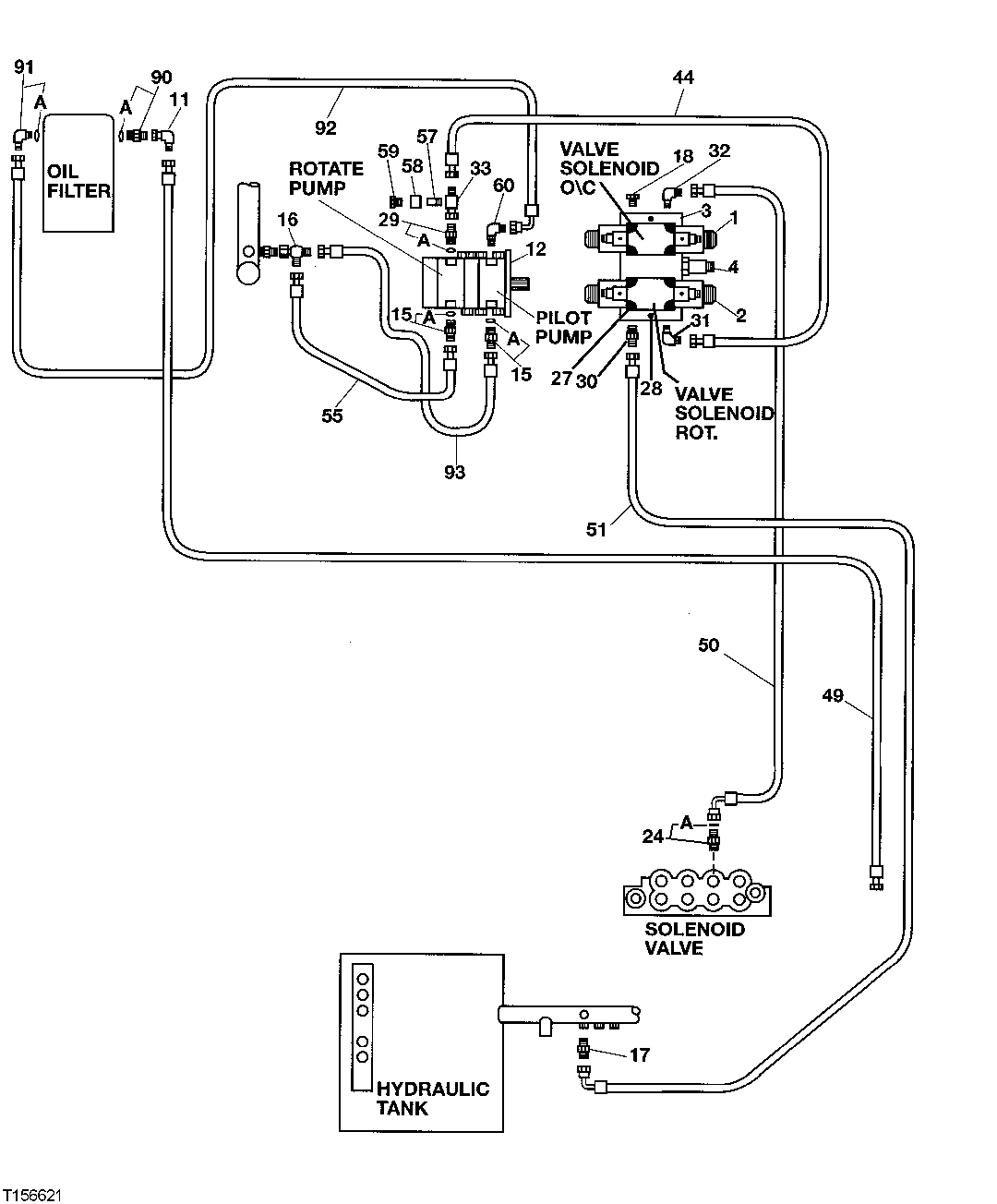 Схема запчастей John Deere 200LC, 330LC, 370 - 130 - Pilot Pipings (Rear Entry Cab With Heeler) 3360 HYDRAULIC SYSTEM