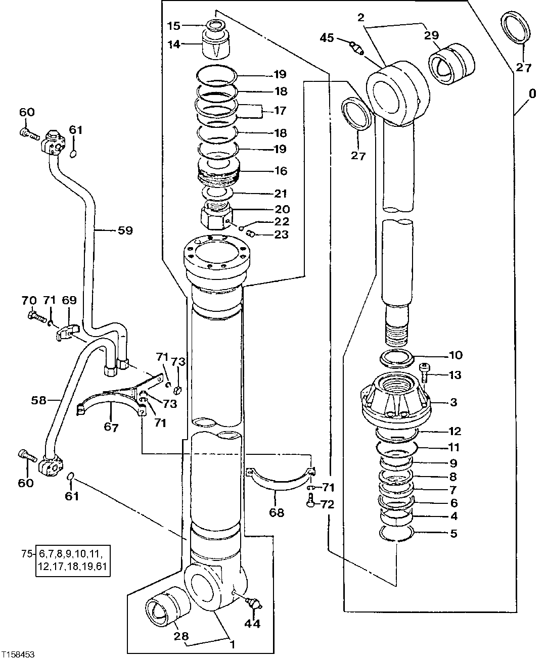 Схема запчастей John Deere 200LC, 330LC, 370 - 151 - LOG LOADER LEFT BOOM CYLINDER (370) (SERIAL NO. -XXXXXX) 3360 HYDRAULIC SYSTEM