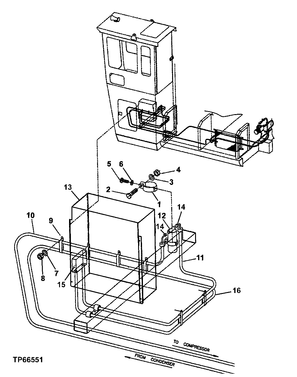 Схема запчастей John Deere 200LC, 330LC, 370 - 86 - REAR ENTRY CAB AIR CONDITIONER PIPING 1830 HEATING AND AIR CONDITIONING