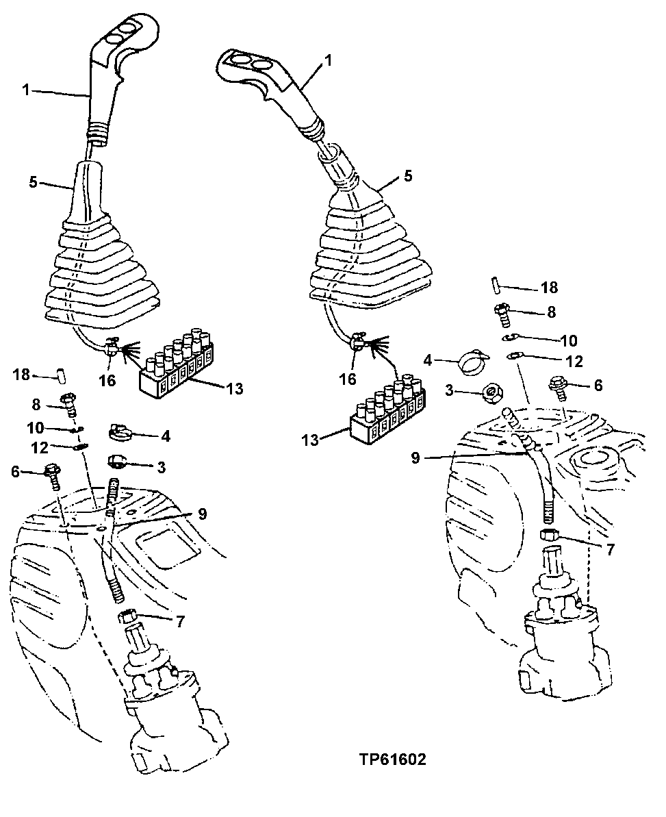 Схема запчастей John Deere 200LC, 330LC, 370 - 107 - Control Lever (Grip Complete) (2 Function Grapple) 3315 Control Linkage