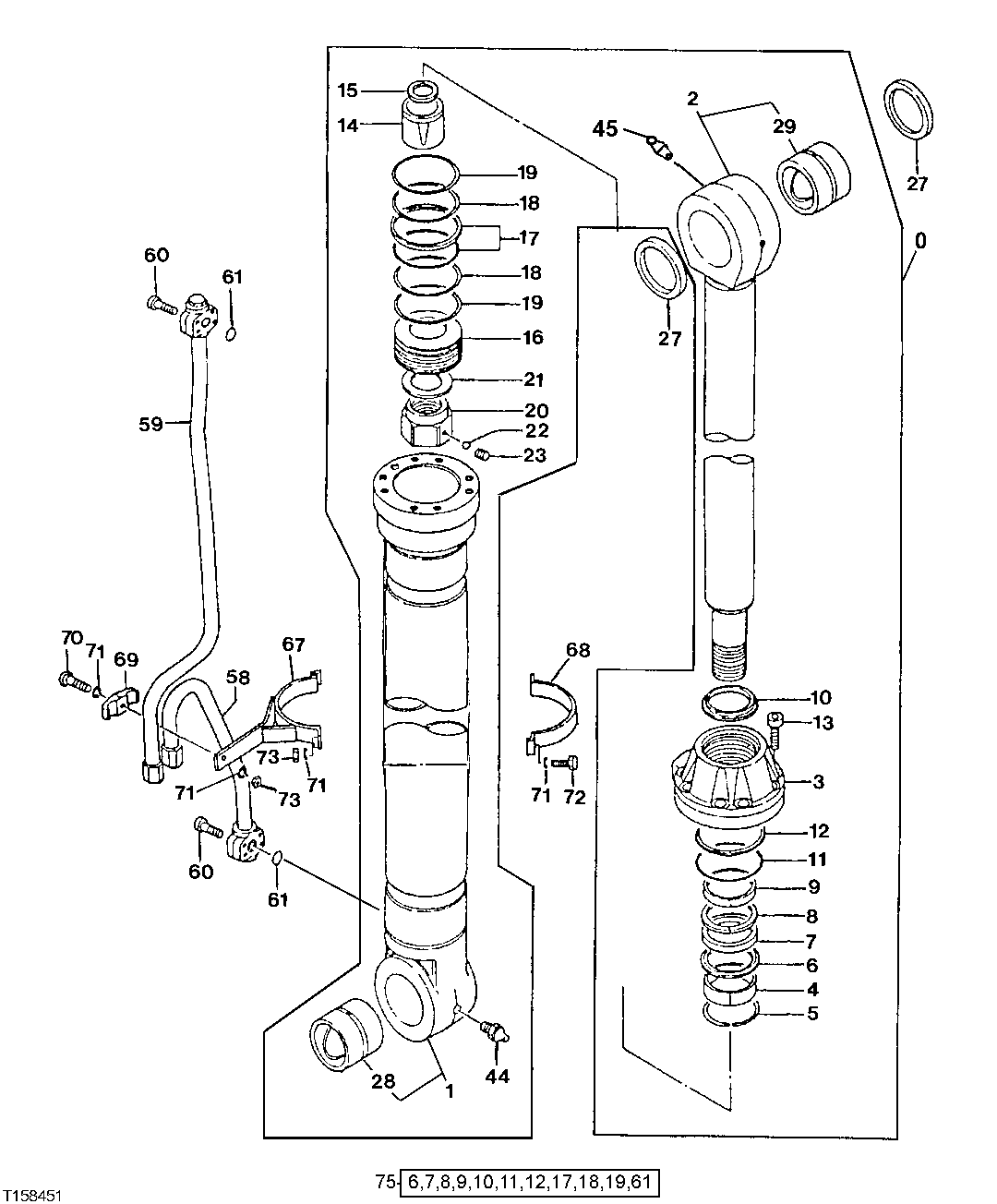 Схема запчастей John Deere 200LC, 330LC, 370 - 142 - Log Loader Right Boom Cylinder (330LC) (Serial No. -XXXXXX) 3360 HYDRAULIC SYSTEM