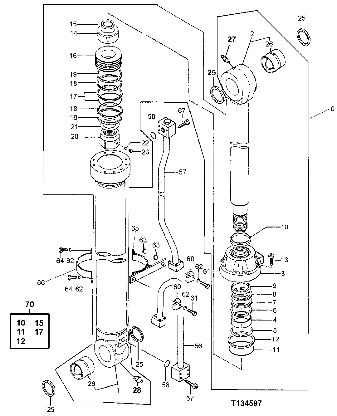 Схема запчастей John Deere 200LC, 330LC, 370 - 156 - ARM CYLINDER (370) (SERIAL NO. -051004) 3360 HYDRAULIC SYSTEM