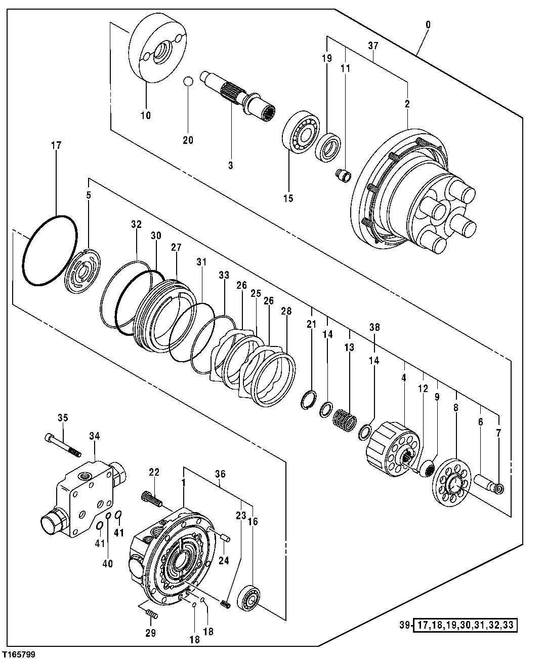 Схема запчастей John Deere 0ZTS - 11 - Propel Motor Components 0260 HYDRAULIC SYSTEM