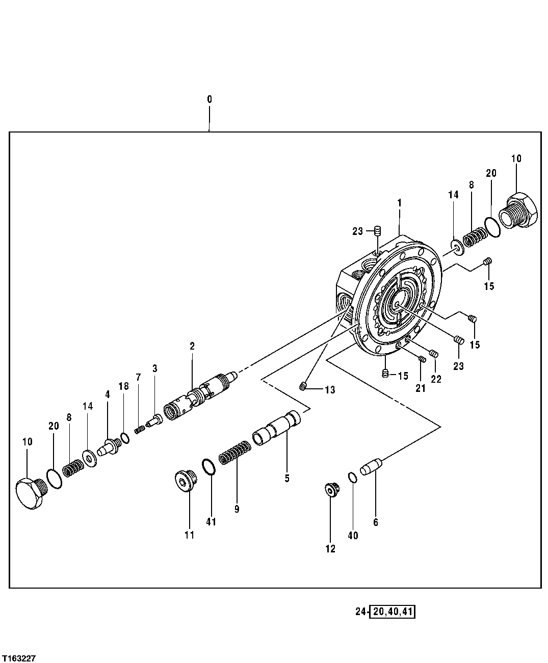 Схема запчастей John Deere 0ZTS - 12 - PROPEL MOTOR BRAKE VALVE HOUSING 0260 HYDRAULIC SYSTEM