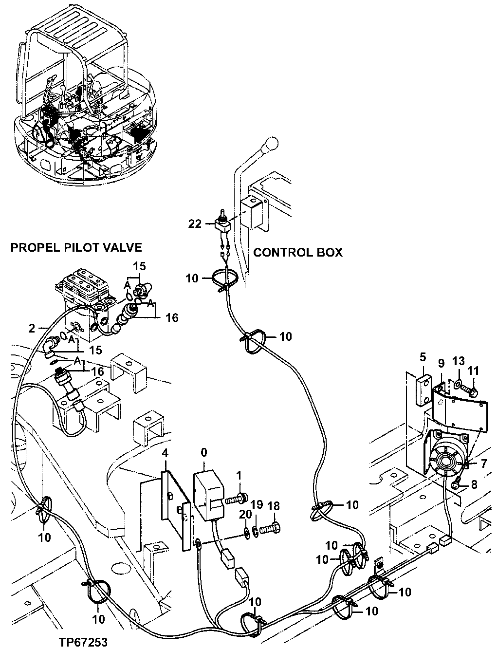 Схема запчастей John Deere 0ZTS - 71 - Travel Motion Alarm 1674 Wiring Harness And Switches