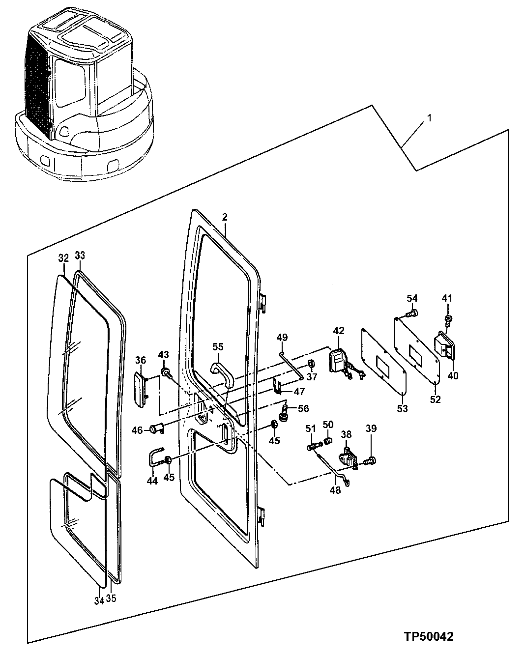 Схема запчастей John Deere 0ZTS - 80 - Cab Components 1810 Operator Enclosure