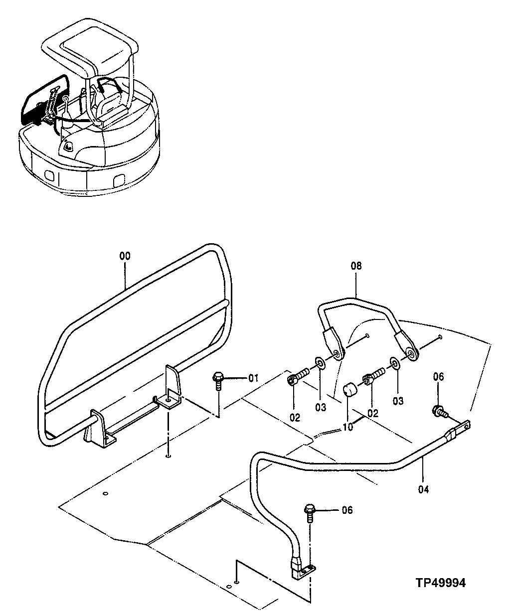 Схема запчастей John Deere 0ZTS - 93 - Guards And Stays (Canopy Units) 1910 Hood Or Engine Enclosure