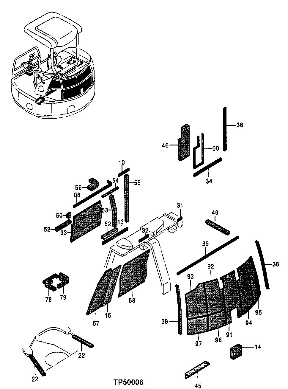 Схема запчастей John Deere 0ZTS - 100 - Isolator 1910 Hood Or Engine Enclosure