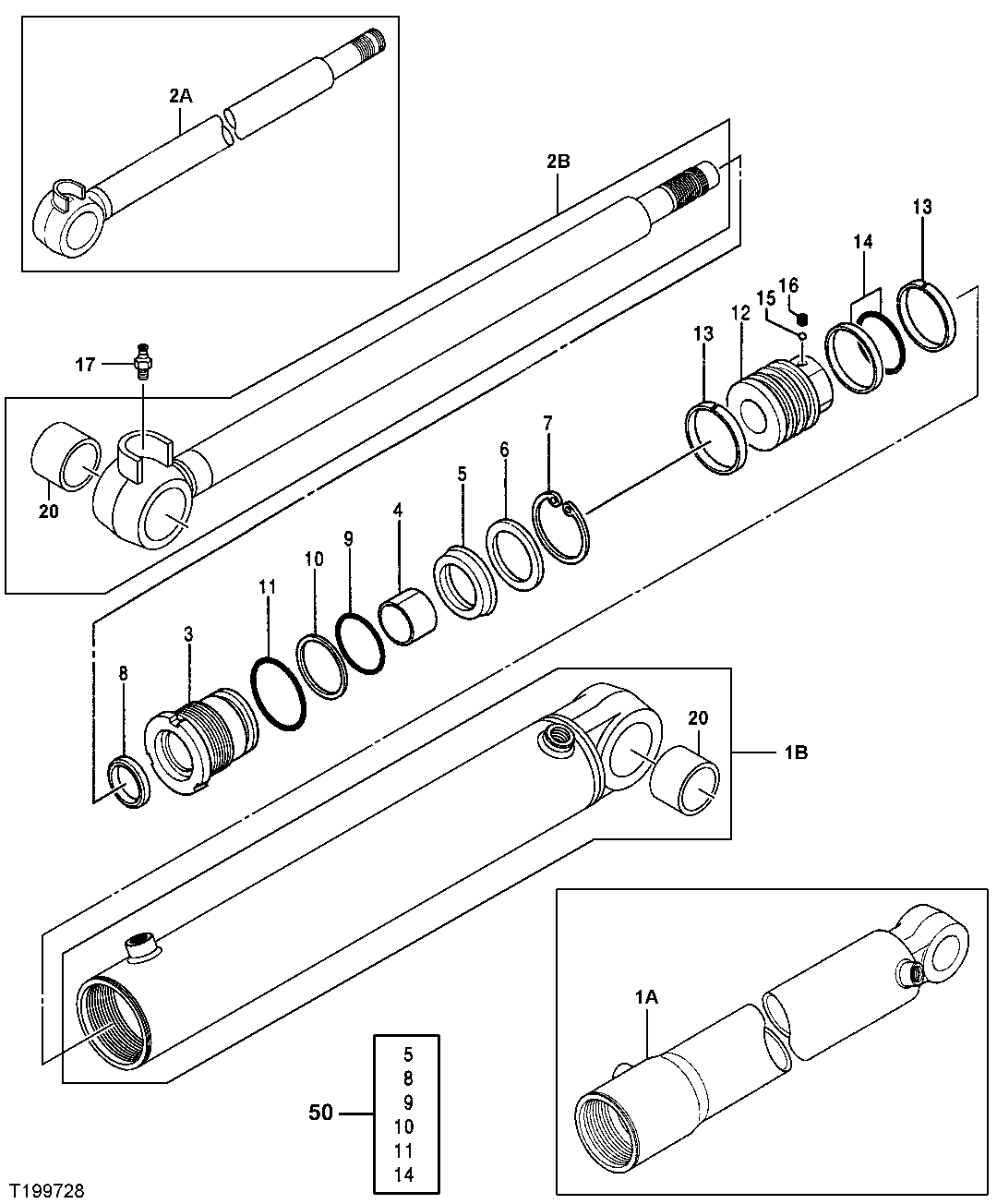 Схема запчастей John Deere 0ZTS - 192 - Swing Cylinder 3360 HYDRAULIC SYSTEM