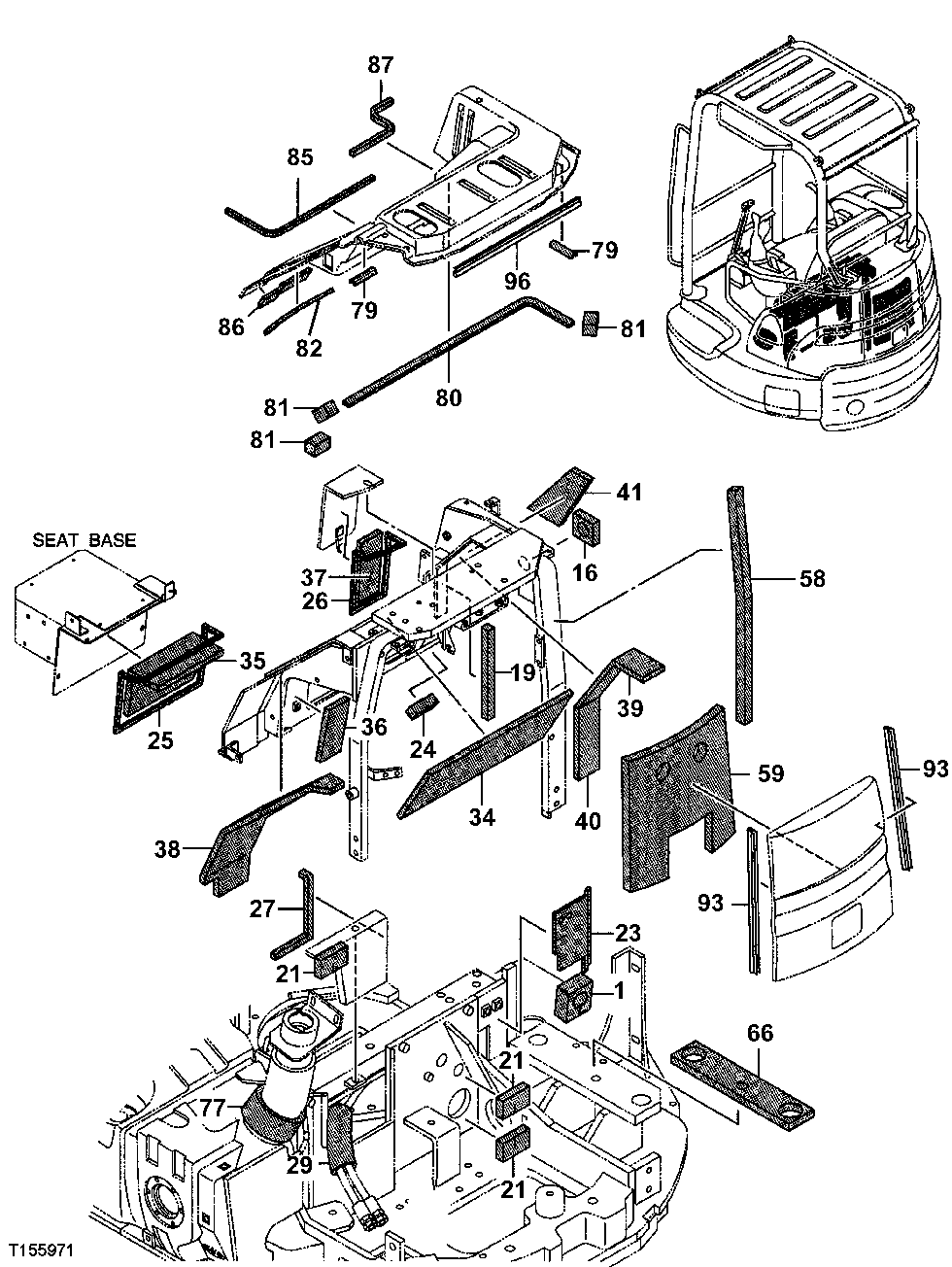 Схема запчастей John Deere 7ZTS - 89 - Isolator 1910 Hood Or Engine Enclosure