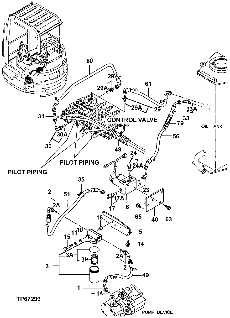 Схема запчастей John Deere 7ZTS - 106 - PILOT PIPINGS 2160 Vehicle Hydraulics
