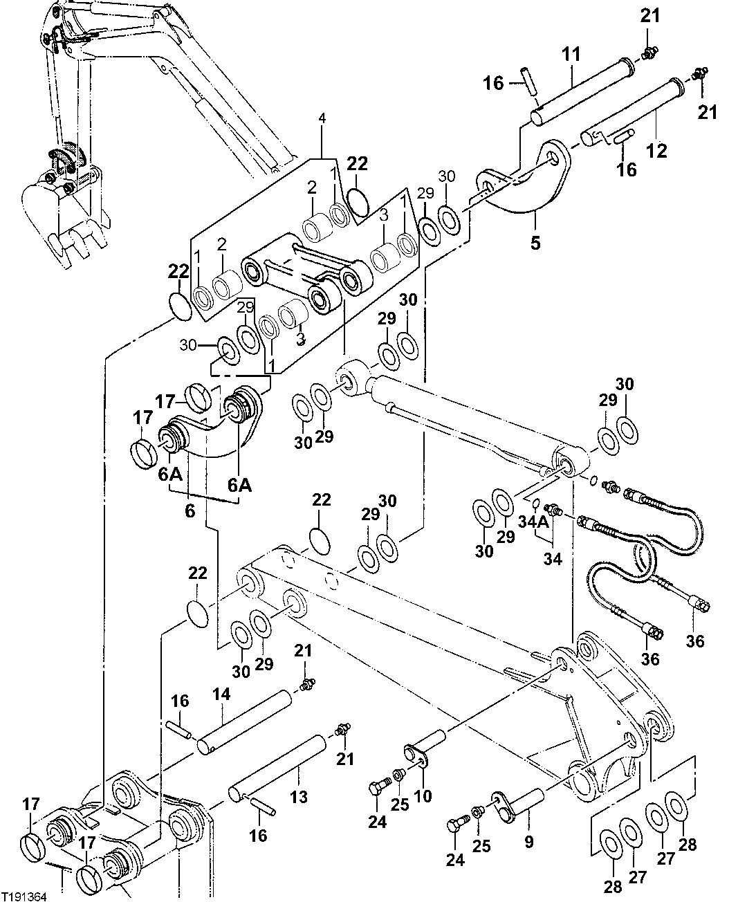 Схема запчастей John Deere 7ZTS - 152 - ARM SUPPORT 3340 BACKHOE AND EXCAVATOR FRAMES