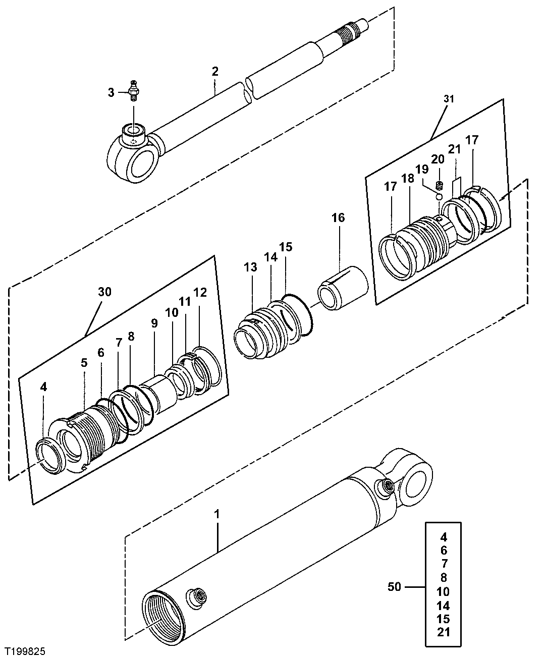 Схема запчастей John Deere 7ZTS - 189 - Swing Cylinder 3360 HYDRAULIC SYSTEM