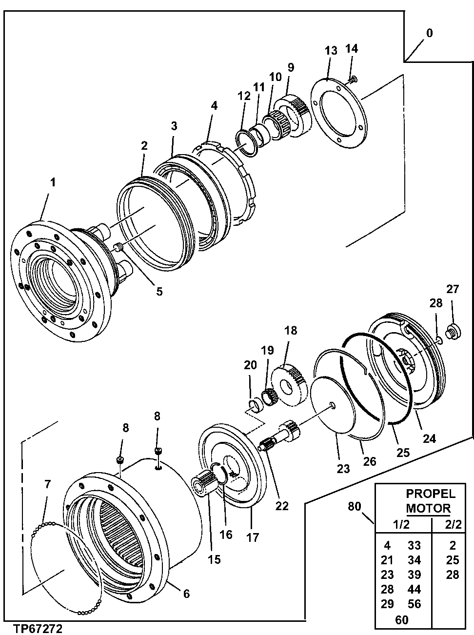 Схема запчастей John Deere 5ZTS - 11 - PROPEL MOTOR (2/2) 0260 HYDRAULIC SYSTEM