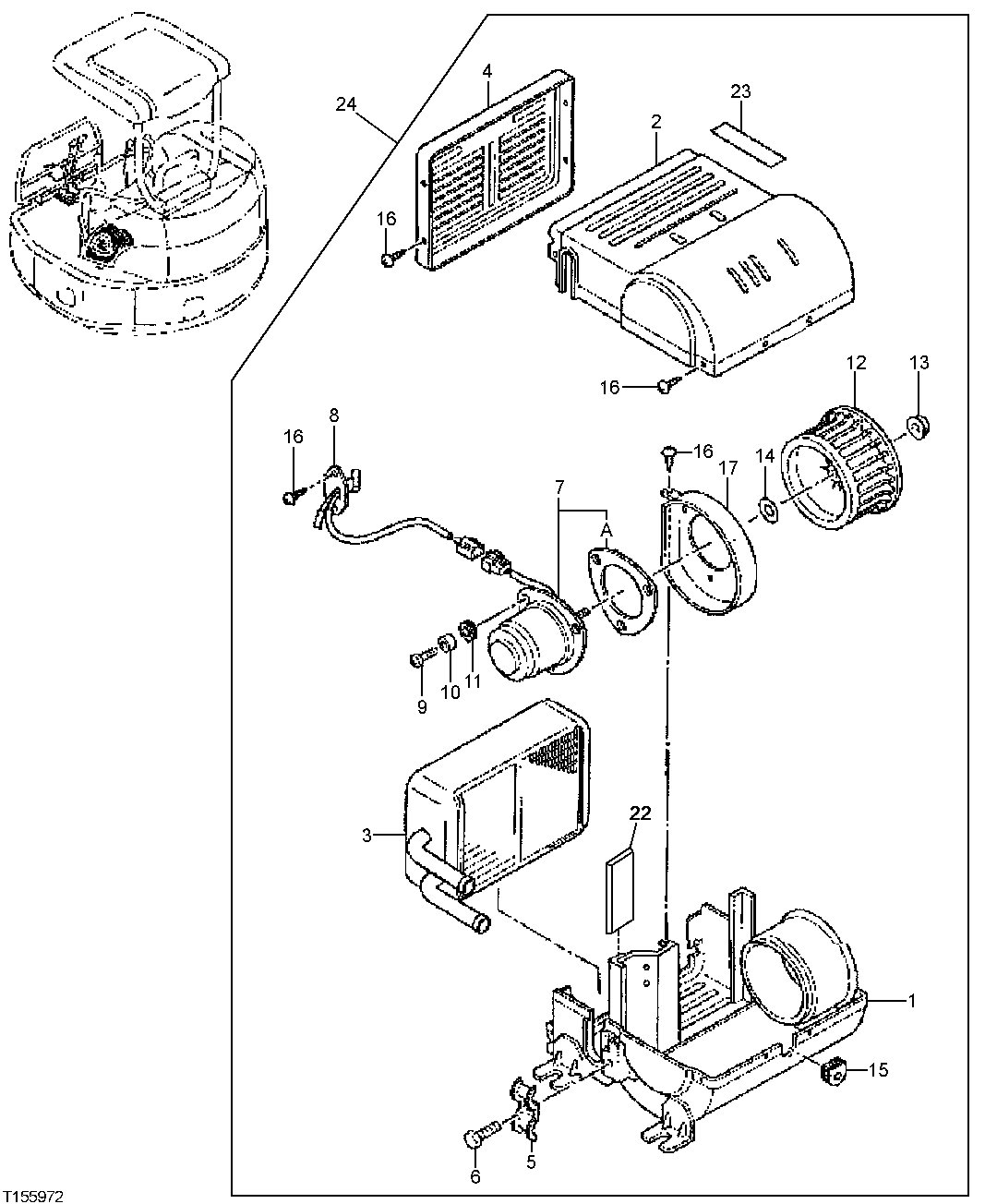 Схема запчастей John Deere 5ZTS - 83 - HEATER AND BLOWER ASSEMBLY 1830 HEATING AND AIR CONDITIONING