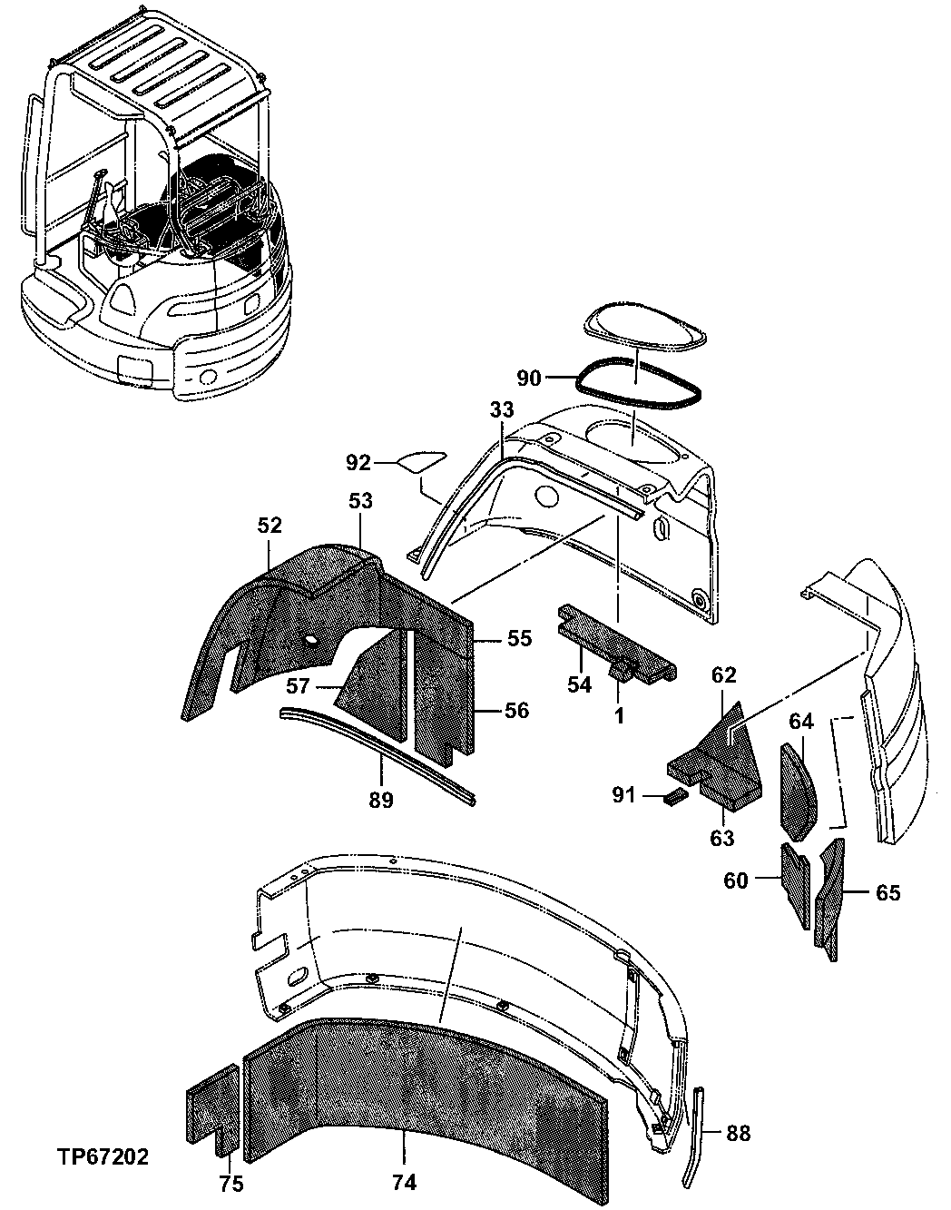 Схема запчастей John Deere 5ZTS - 87 - ISOLATOR 1910 HOOD OR ENGINE ENCLOSURE