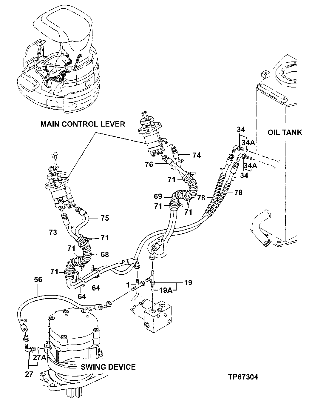 Схема запчастей John Deere 5ZTS - 100 - PILOT PIPINGS 2160 VEHICLE HYDRAULICS