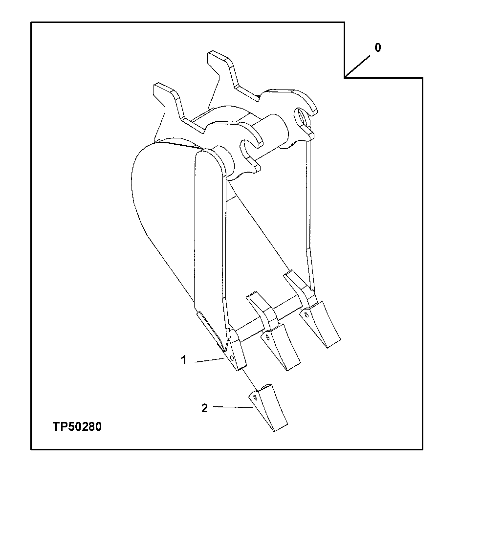 Схема запчастей John Deere 5ZTS - 104 - HEAVY DUTY BUCKET 3302 BUCKETS, TEETH, SHANKS AND SIDECUTTERS