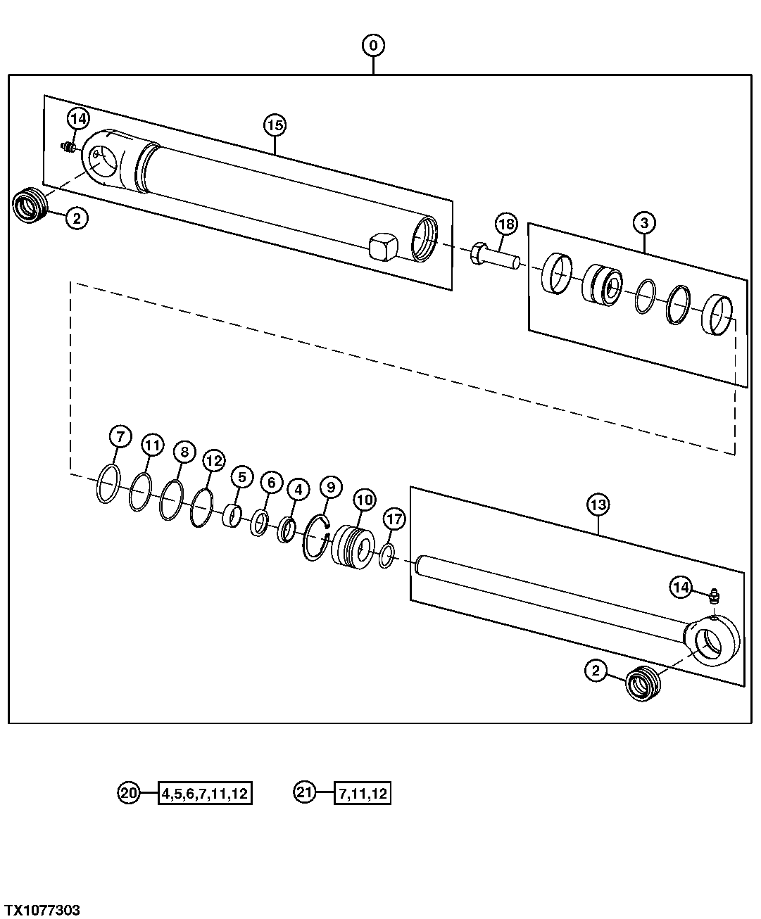 Схема запчастей John Deere 5ZTS - 178 - BUCKET CLAMP CYLINDER (COMPONENTS) 3360 HYDRAULIC SYSTEM