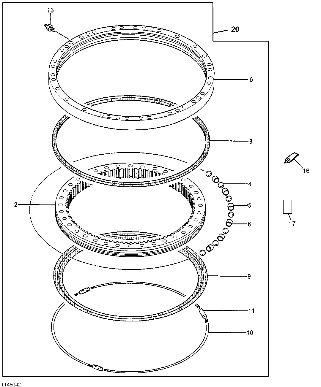 Схема запчастей John Deere 50LC - 56 - Swing Bearing 1740 Frame Installation