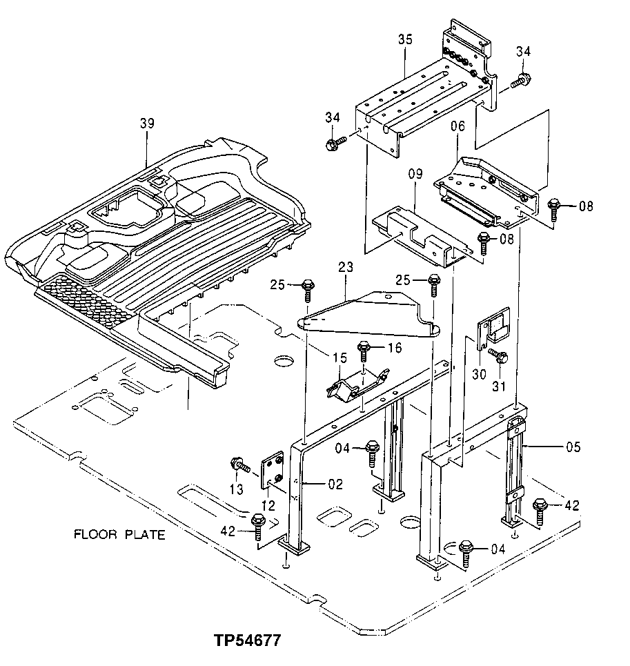 Схема запчастей John Deere 50LC - 74 - Cab Floor Parts 1810 Operator Enclosure