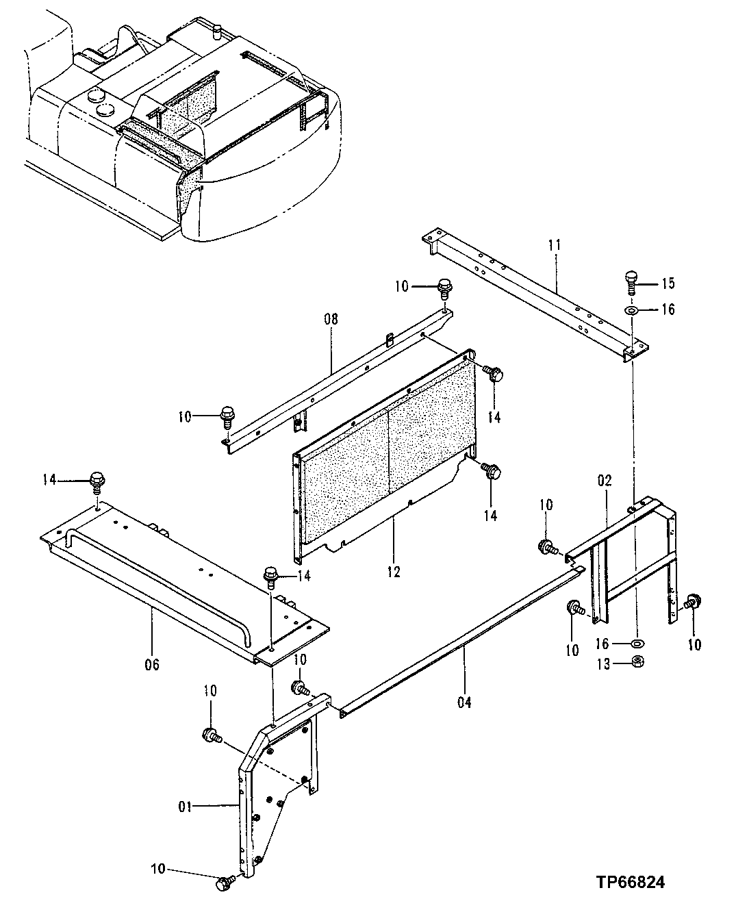 Схема запчастей John Deere 50LC - 99 - Cover 1910 Hood Or Engine Enclosure