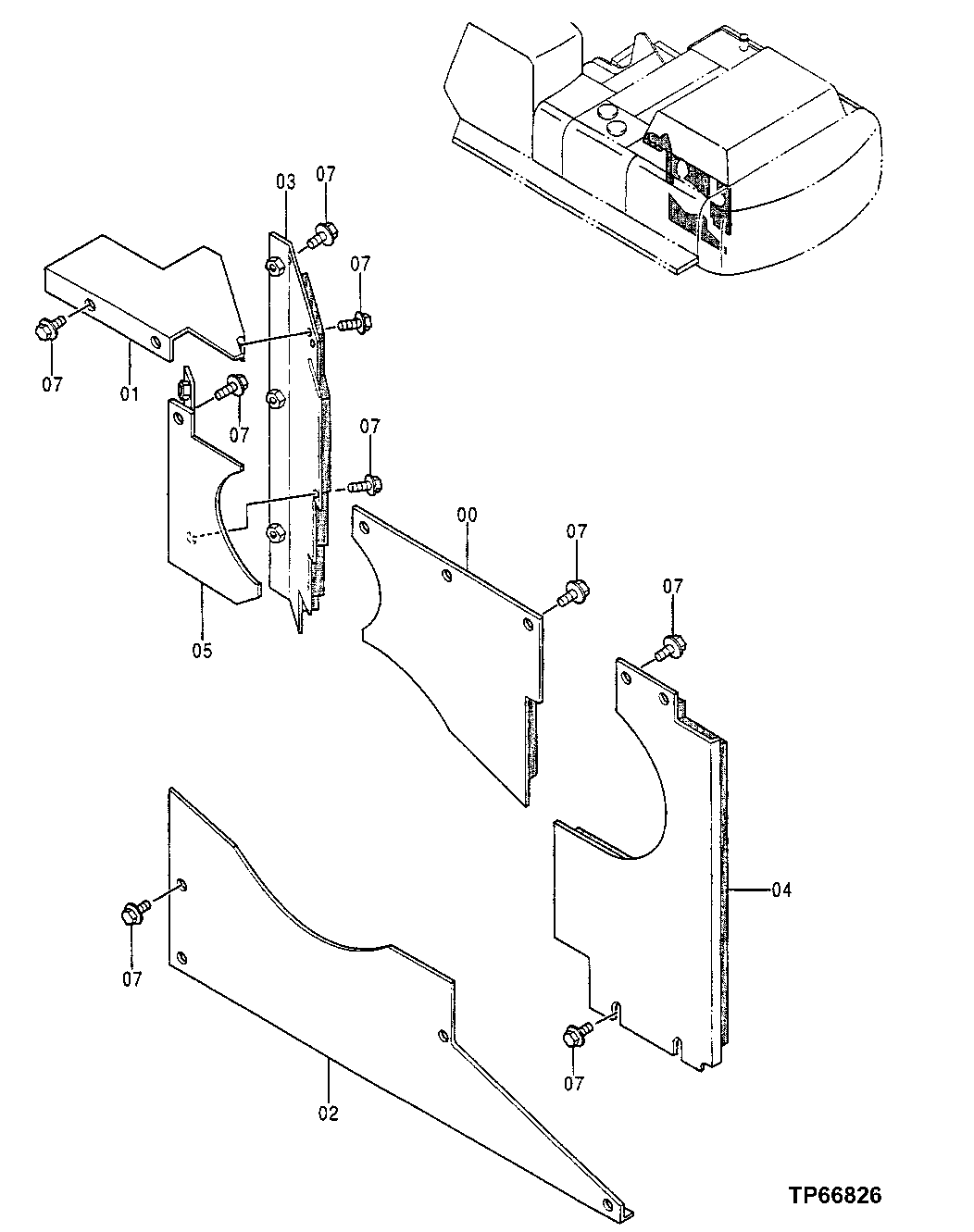 Схема запчастей John Deere 50LC - 101 - Cover 1910 Hood Or Engine Enclosure