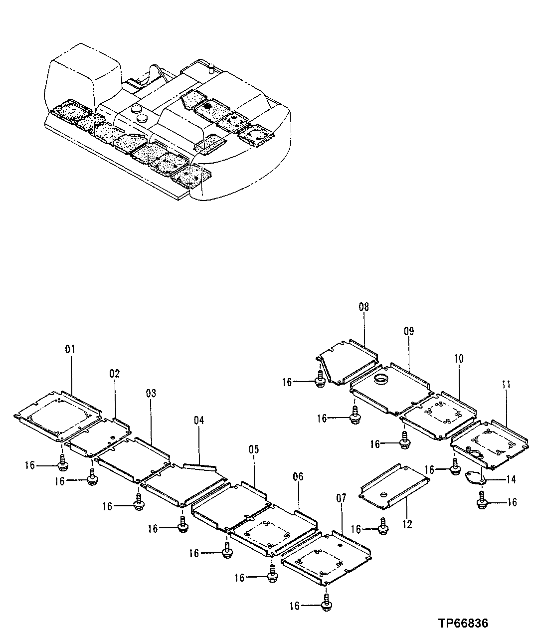 Схема запчастей John Deere 50LC - 104 - Under Cover 1910 Hood Or Engine Enclosure