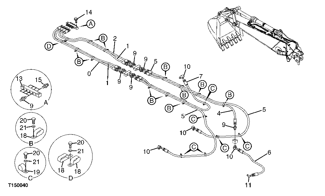 Схема запчастей John Deere 50LC - 189 - LUBRICATE PIPING (STANDARD ARM/HEAVY DUTY ARM)B (SERIAL NO. XXXXXX- ) 3360 Hydraulic System