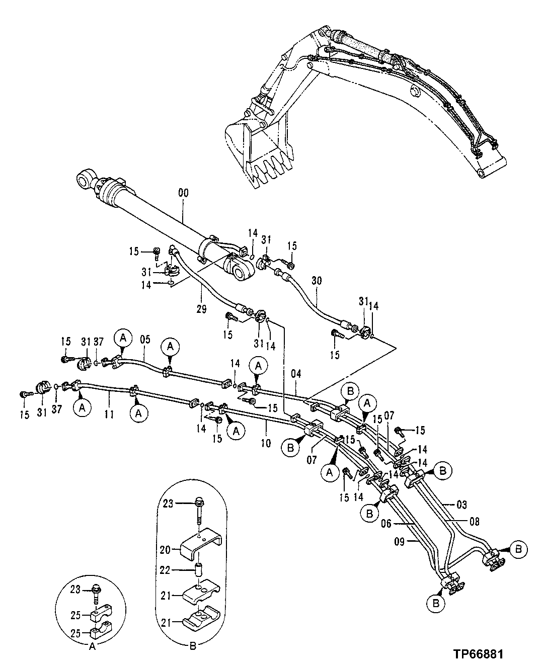 Схема запчастей John Deere 50LC - 194 - FRONT PIPINGS 3360 Hydraulic System