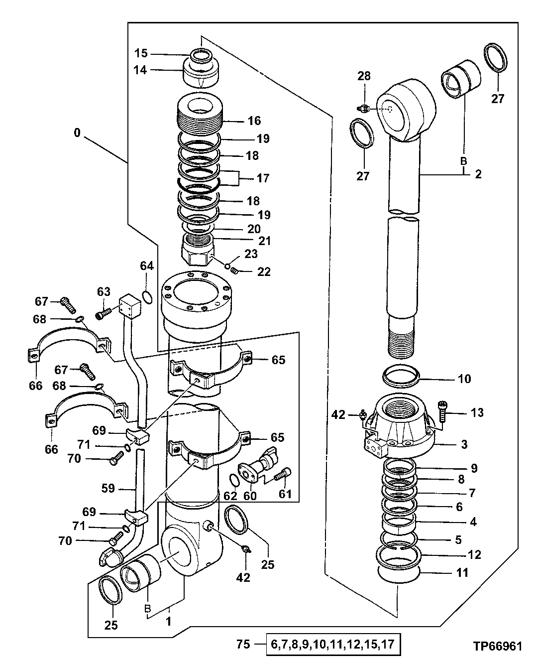 Схема запчастей John Deere 50LC - 201 - Bucket Cylinder Components (Mass Excavating) 3360 Hydraulic System
