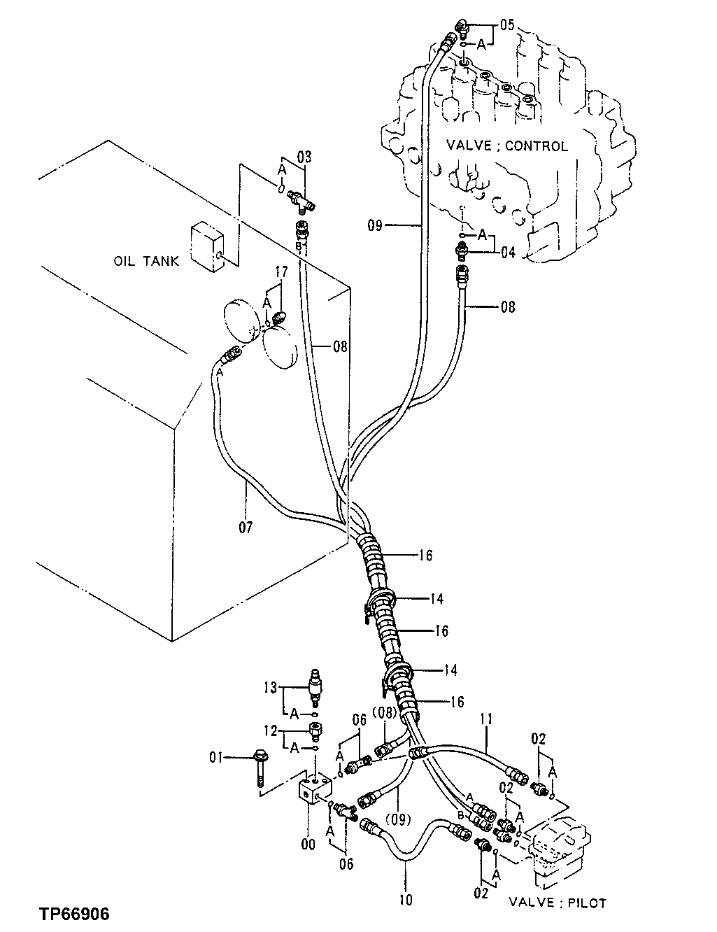 Схема запчастей John Deere 50LC - 209 - Pilot Lines (Counterweight Removal Device) 3360 Hydraulic System