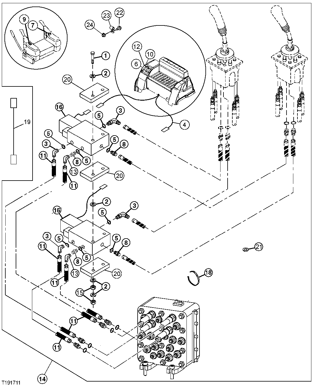 Схема запчастей John Deere 50LC - 211 - CONTROL PATTERN SELECTOR KIT 3360 Hydraulic System