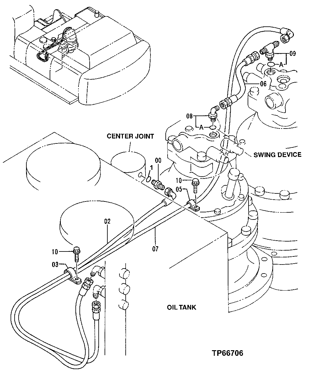 Схема запчастей John Deere 50LC - 155 - Drain Lines 3360 Hydraulic System
