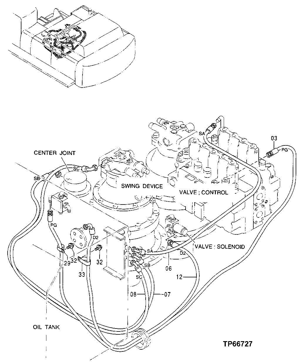 Схема запчастей John Deere 50LC - 160 - Pilot Lines 3360 Hydraulic System