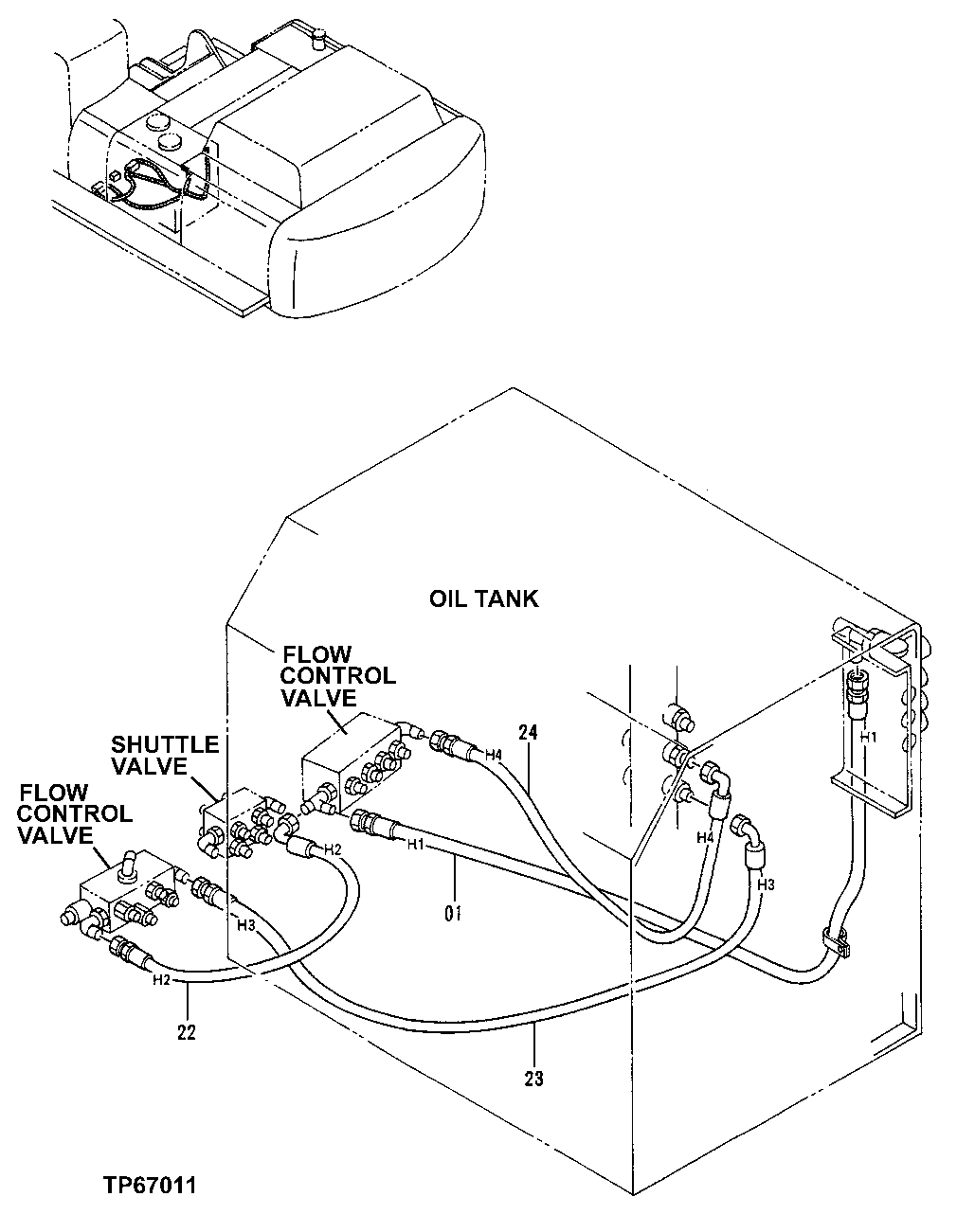 Схема запчастей John Deere 50LC - 162 - Pilot Lines 3360 Hydraulic System