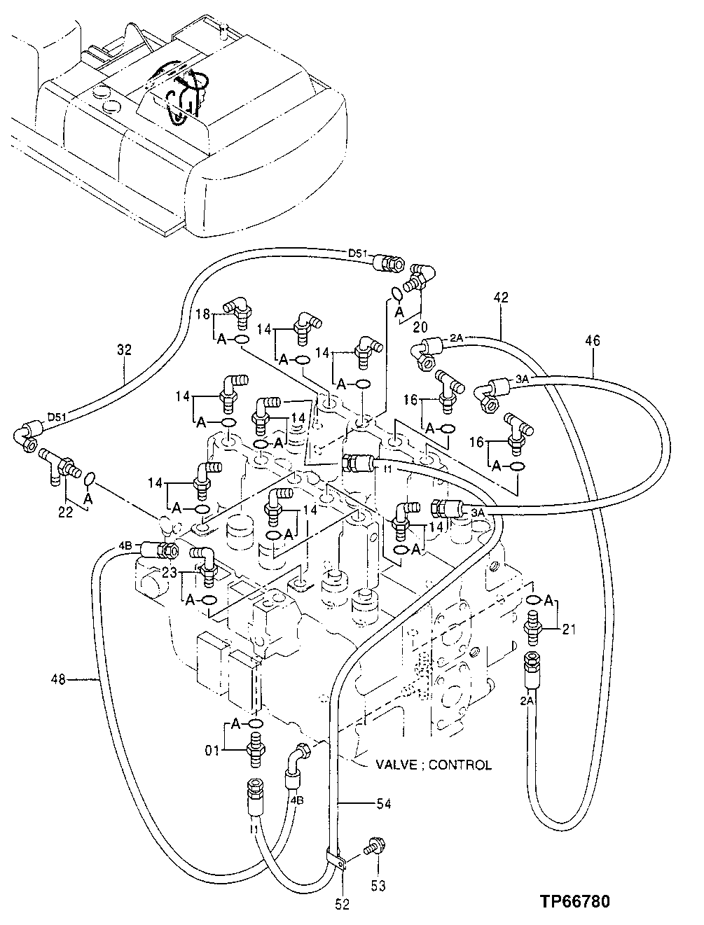 Схема запчастей John Deere 50LC - 166 - Pilot Lines 3360 Hydraulic System
