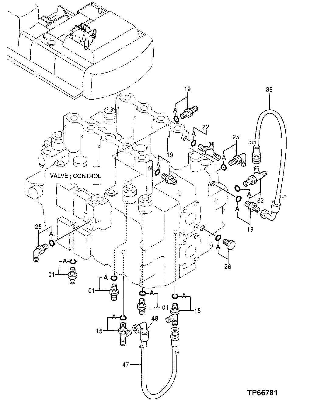 Схема запчастей John Deere 50LC - 167 - Pilot Lines 3360 Hydraulic System
