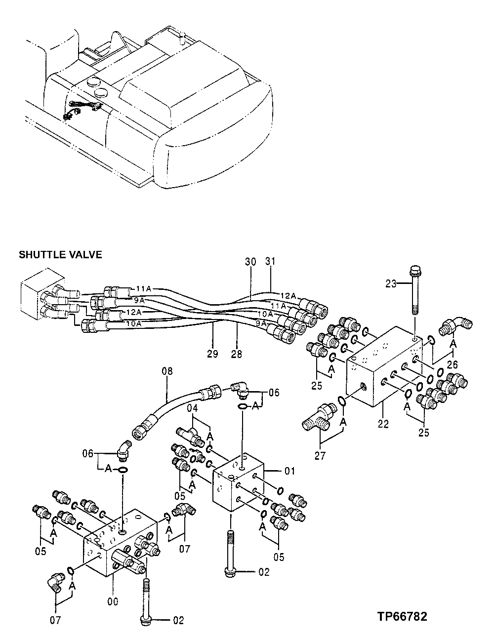 Схема запчастей John Deere 50LC - 168 - Pilot Lines 3360 Hydraulic System