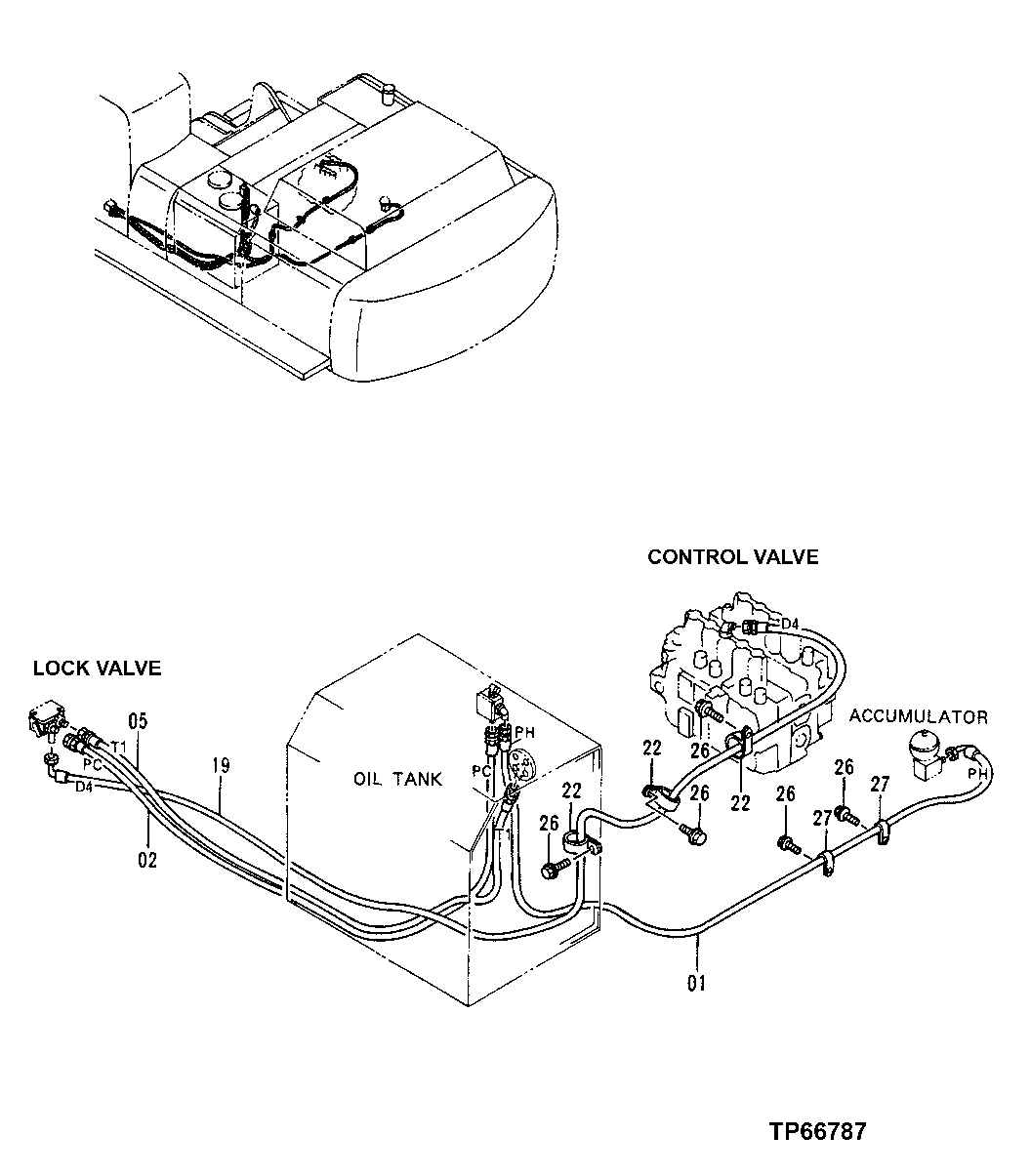 Схема запчастей John Deere 50LC - 173 - Pilot Lines 3360 Hydraulic System