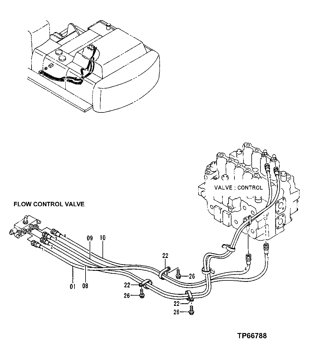 Схема запчастей John Deere 50LC - 174 - Pilot Lines 3360 Hydraulic System