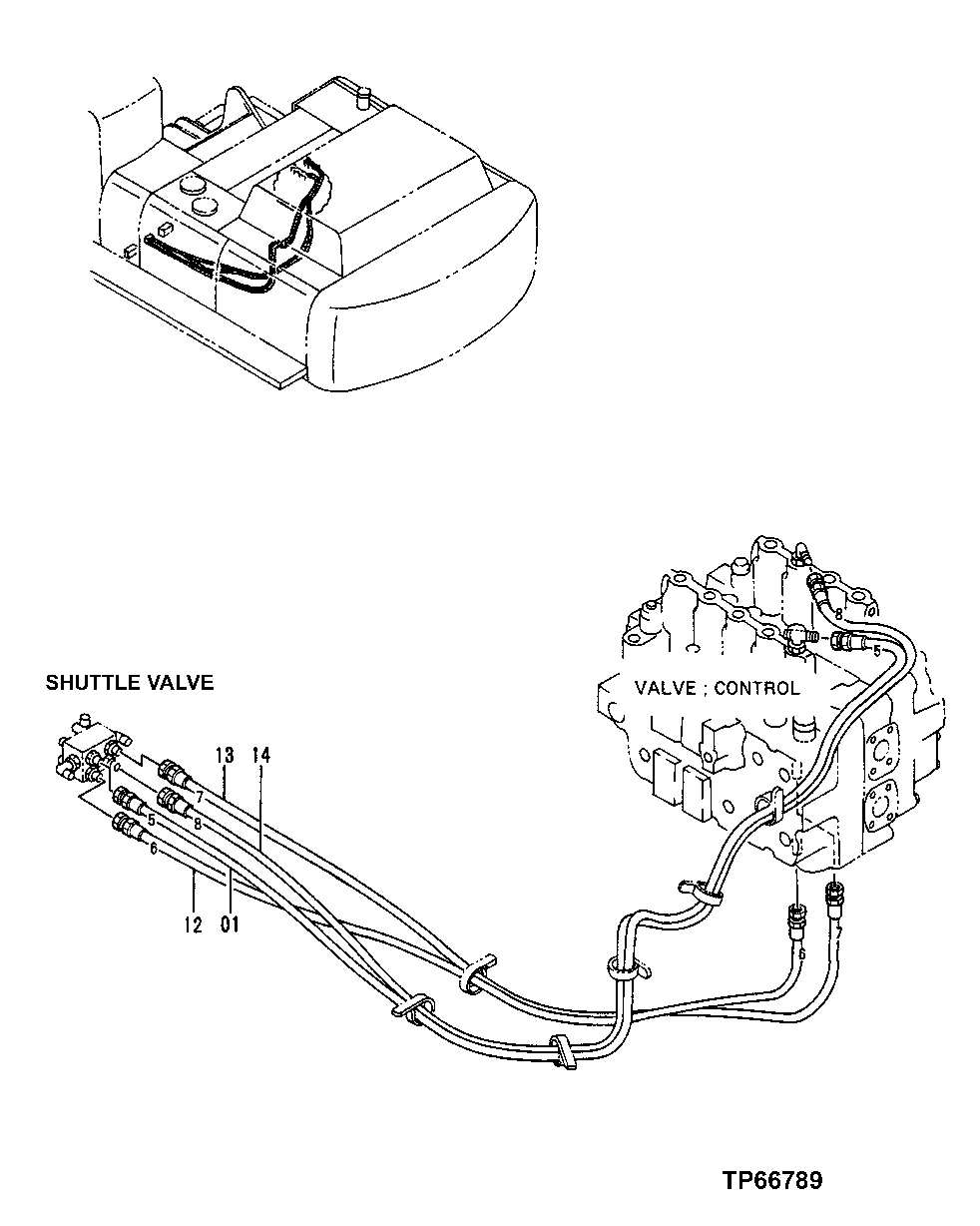 Схема запчастей John Deere 50LC - 175 - Pilot Lines 3360 Hydraulic System