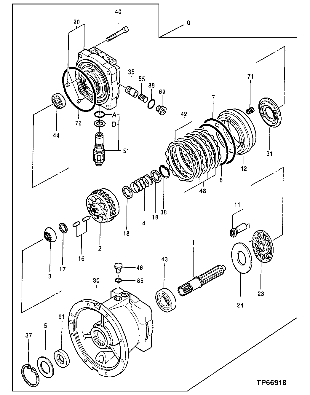 Схема запчастей John Deere 50LC - 214 - Swing Motor Components 4360 Hydraulics