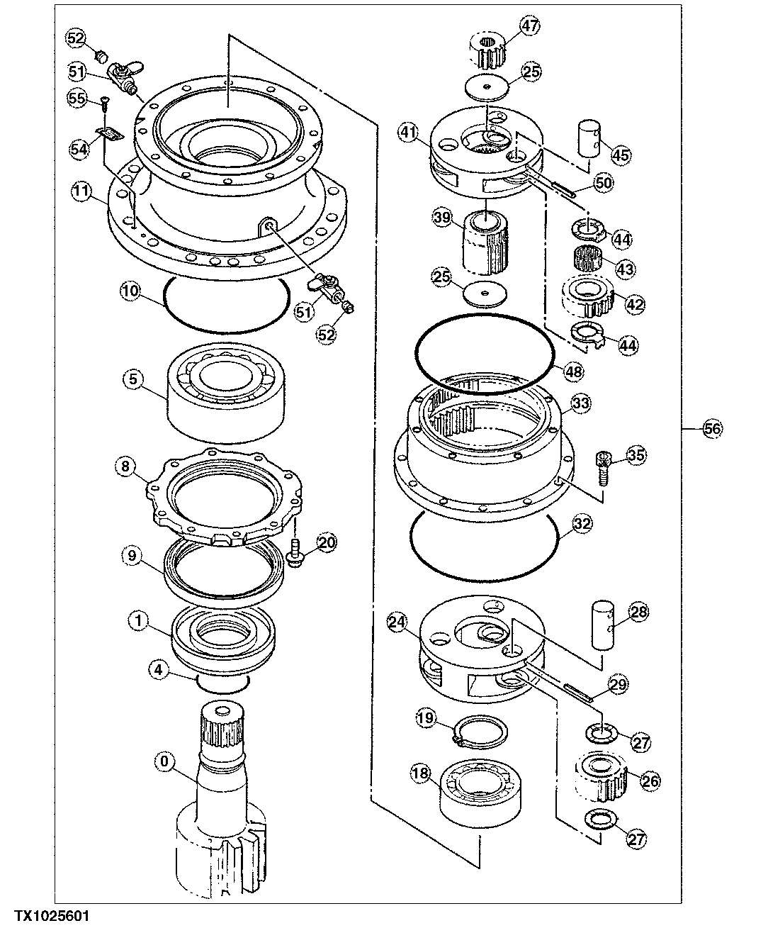 Схема запчастей John Deere 50LC - 215 - Swing Device 4360 Hydraulics