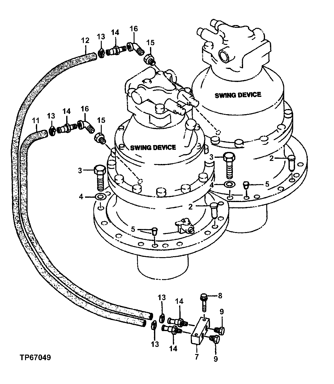 Схема запчастей John Deere 50LC - 216 - Swing Device 4360 Hydraulics
