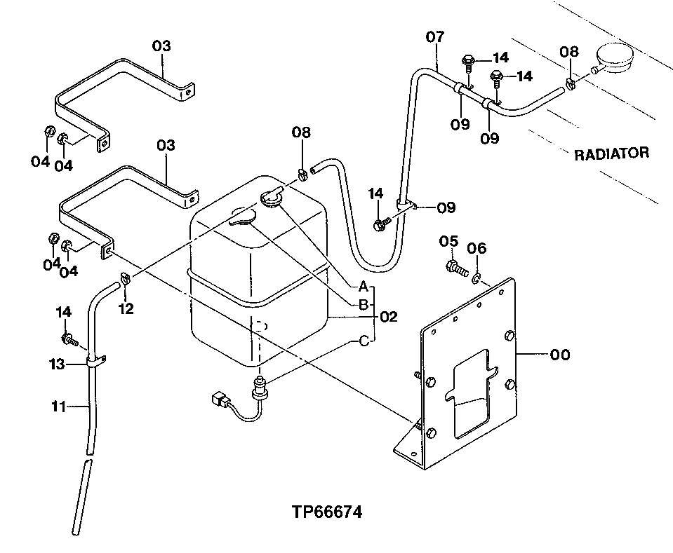 Схема запчастей John Deere 50 - 22 - Reserve Water Tank 0510 Engine Cooling Systems