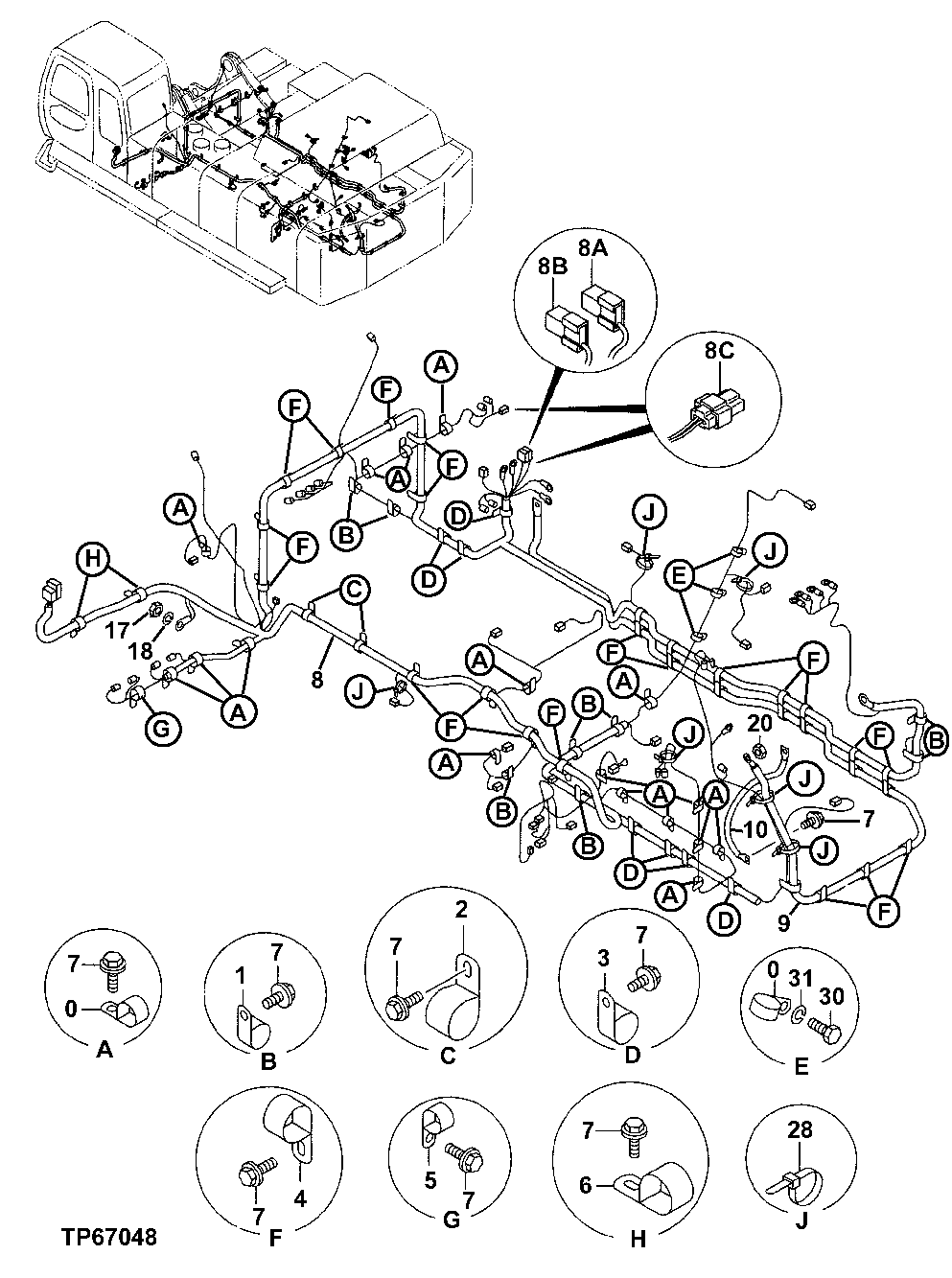 Схема запчастей John Deere 50 - 39 - ELECTRIC PARTS 1674 Wiring Harness And Switches