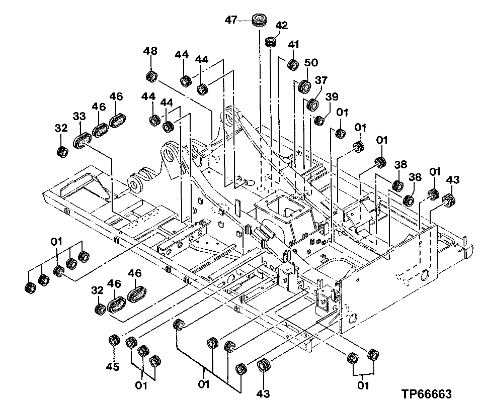 Схема запчастей John Deere 50 - 49 - Main Frame Bushings 1740 Frame Installation