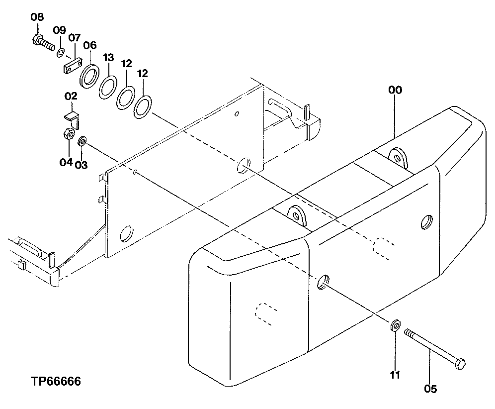 Схема запчастей John Deere 50 - 50 - Counterweight 1740 Frame Installation